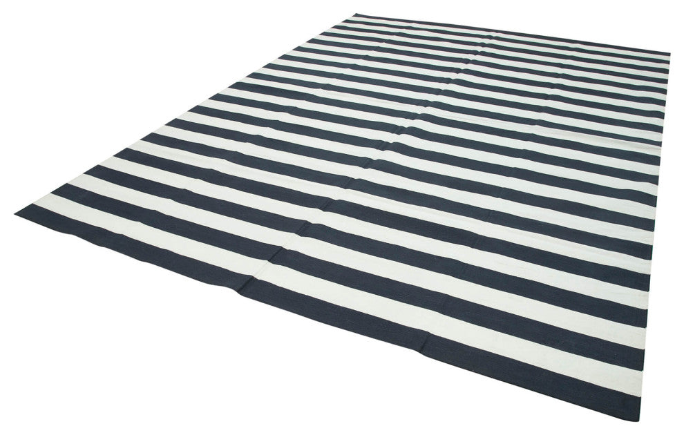 Rug N Carpet - Handmade Wool 8' 10'' x 12' 2'' Geometric Dhurrie Kilim Rug