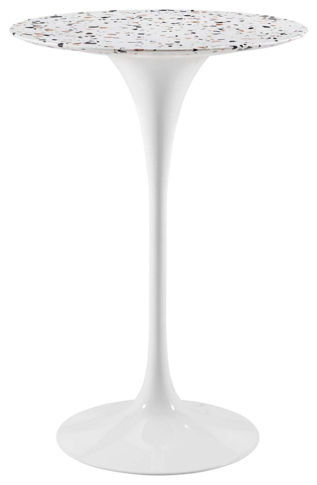 28" Bar Table, Round, White, Metal, Modern, Bar Pub Cafe Bistro Hospitality