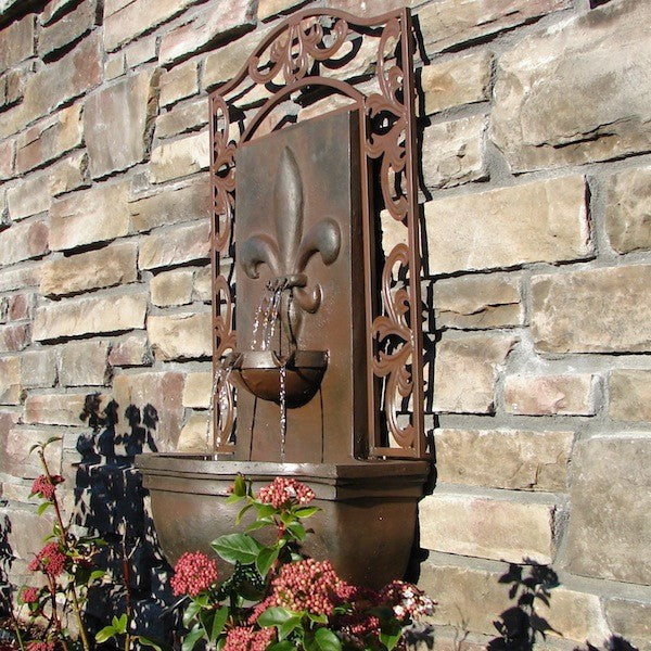 Outdoor Wall Fountain, "The Bordeaux" Weathered Bronze