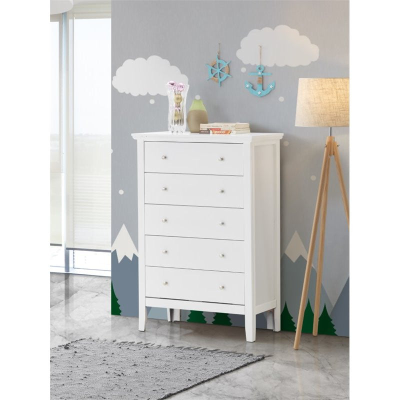 Glory Furniture Primo 5 Drawer Chest in White