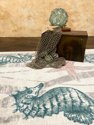 Seaweed Seahorse, Beige, 8' Round