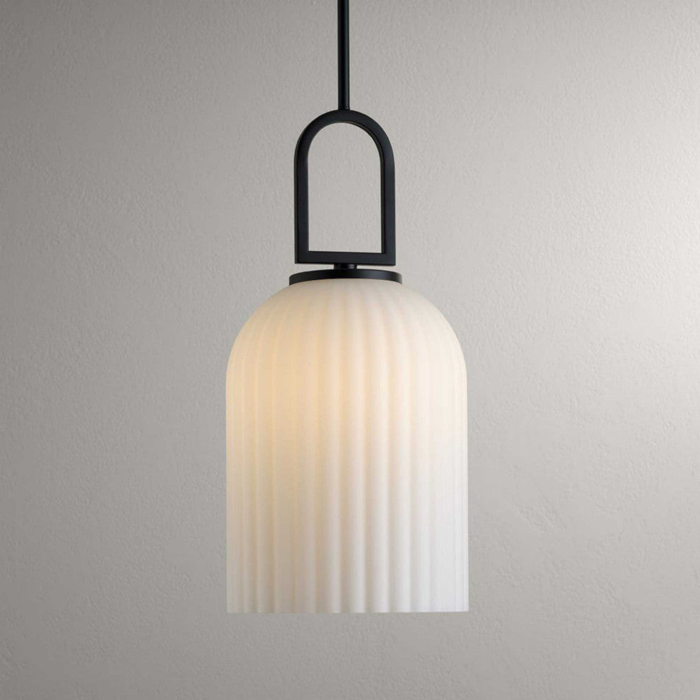 Stanza Collection One-Light New Traditional Pendant Light, Matte Black