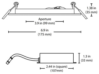 DLE6 Series 6" Square Downlight, White, 3000k