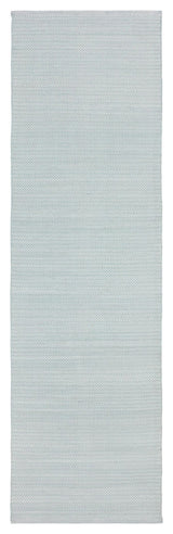 Dash & Albert Herringbone Light Blue/Ivory Indoor/Outdoor Rug, Blue, 2'6" x 12'