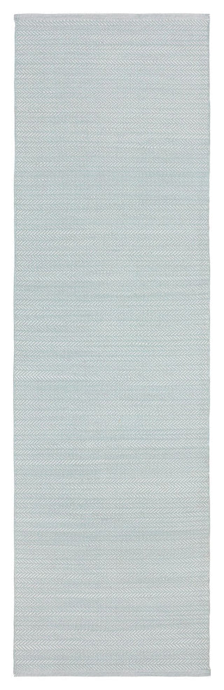 Dash & Albert Herringbone Light Blue/Ivory Indoor/Outdoor Rug, Blue, 2'6" x 12'
