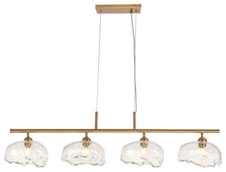 LNC Ranunculus 4-Light 44.5" Brass Modern Linear Glass Island Light
