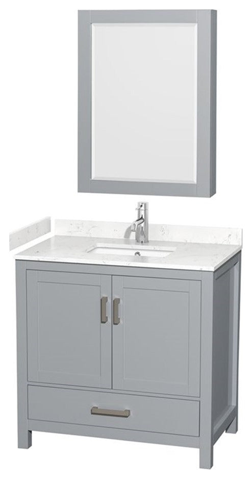 Wyndham Collection Sheffield 36" Cabinet Wood Single Bathroom Vanity in Gray