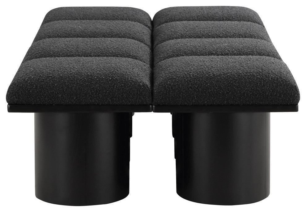 Pavilion Boucle Fabric Upholstered 8-Piece Modular Bench, Black, Black Finish