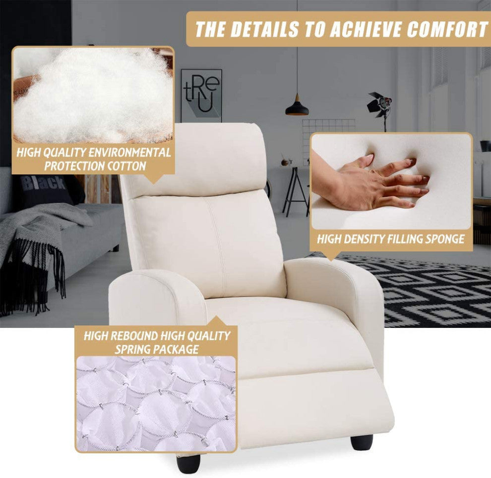 Modern Recliner Chair for Living Room, Beige