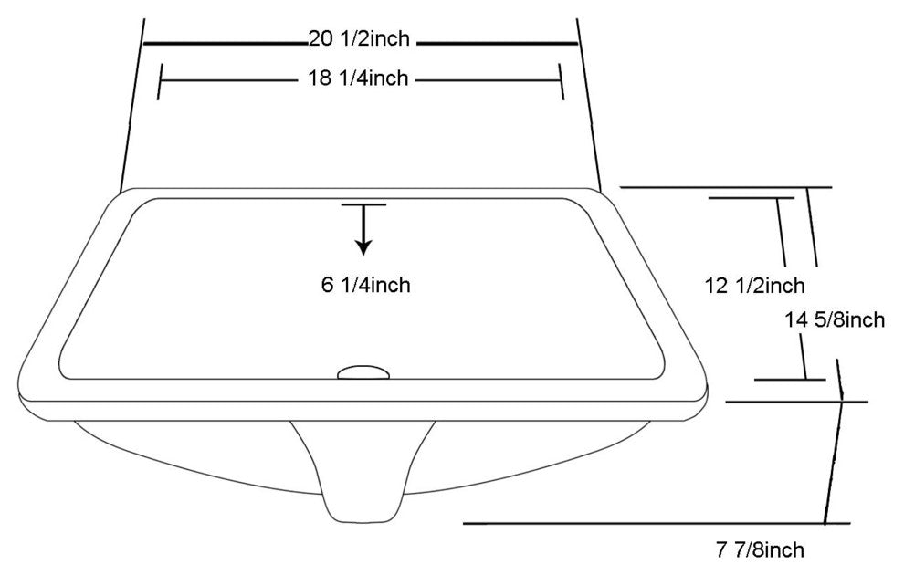 Dawn Under Counter Rectangle Ceramic Basin with Overflow