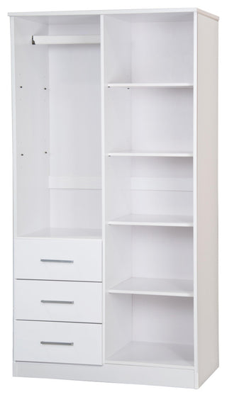 100% Solid Wood Metro 2-Door Wardrobe/Armoire, White-Raised Panel