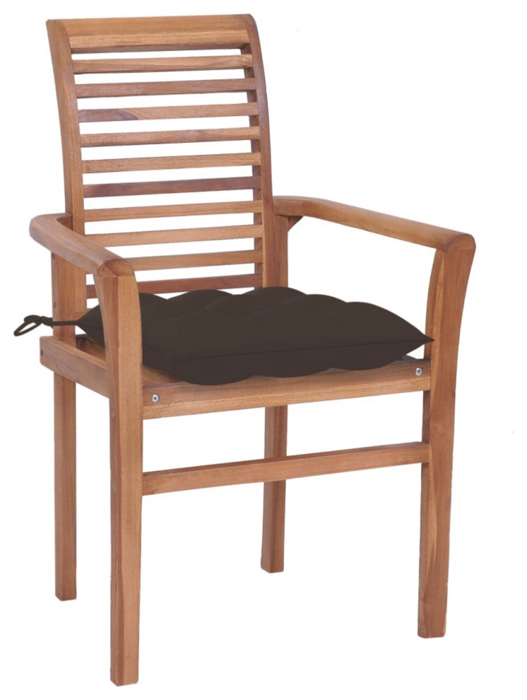 Vidaxl Dining Chairs, Set of 8, With Taupe Cushions Solid Teak Wood