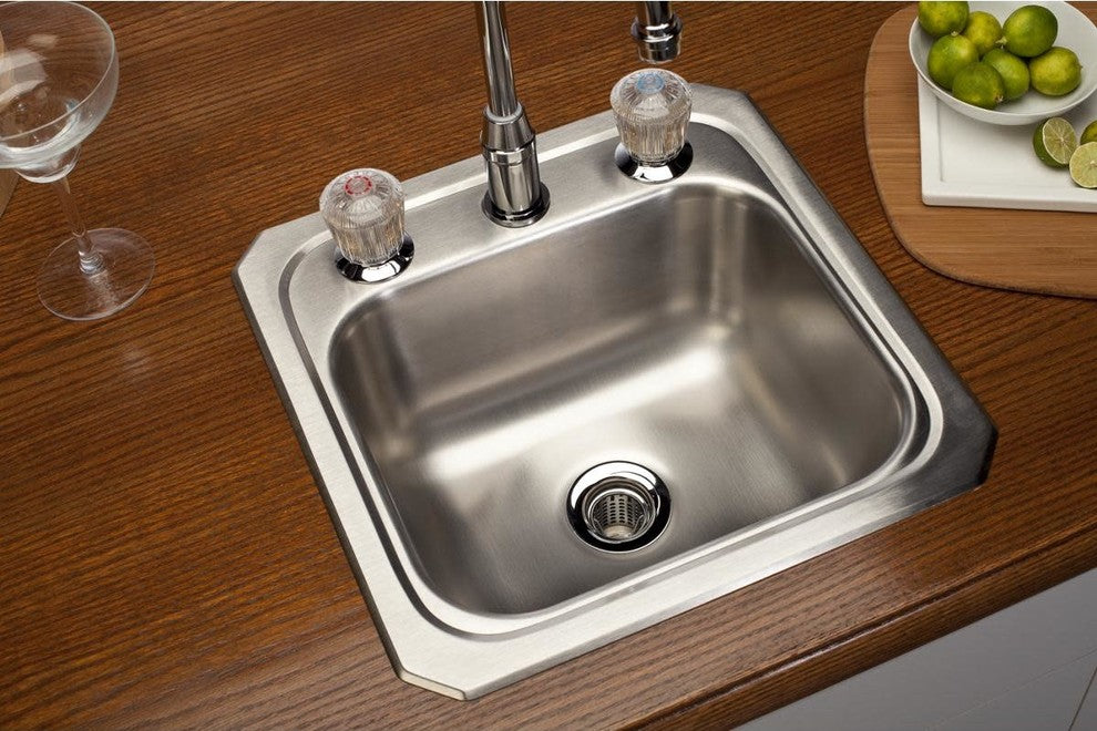 Elkay BCR15 Celebrity 15" Single Basin Drop In Stainless Steel - 2 Faucet Holes