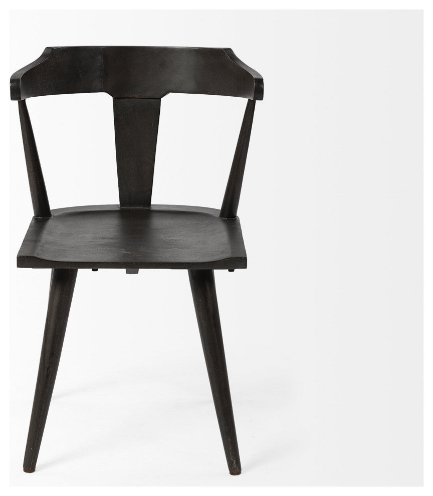 Black Mid Century Sleek Wooden Dining Chair