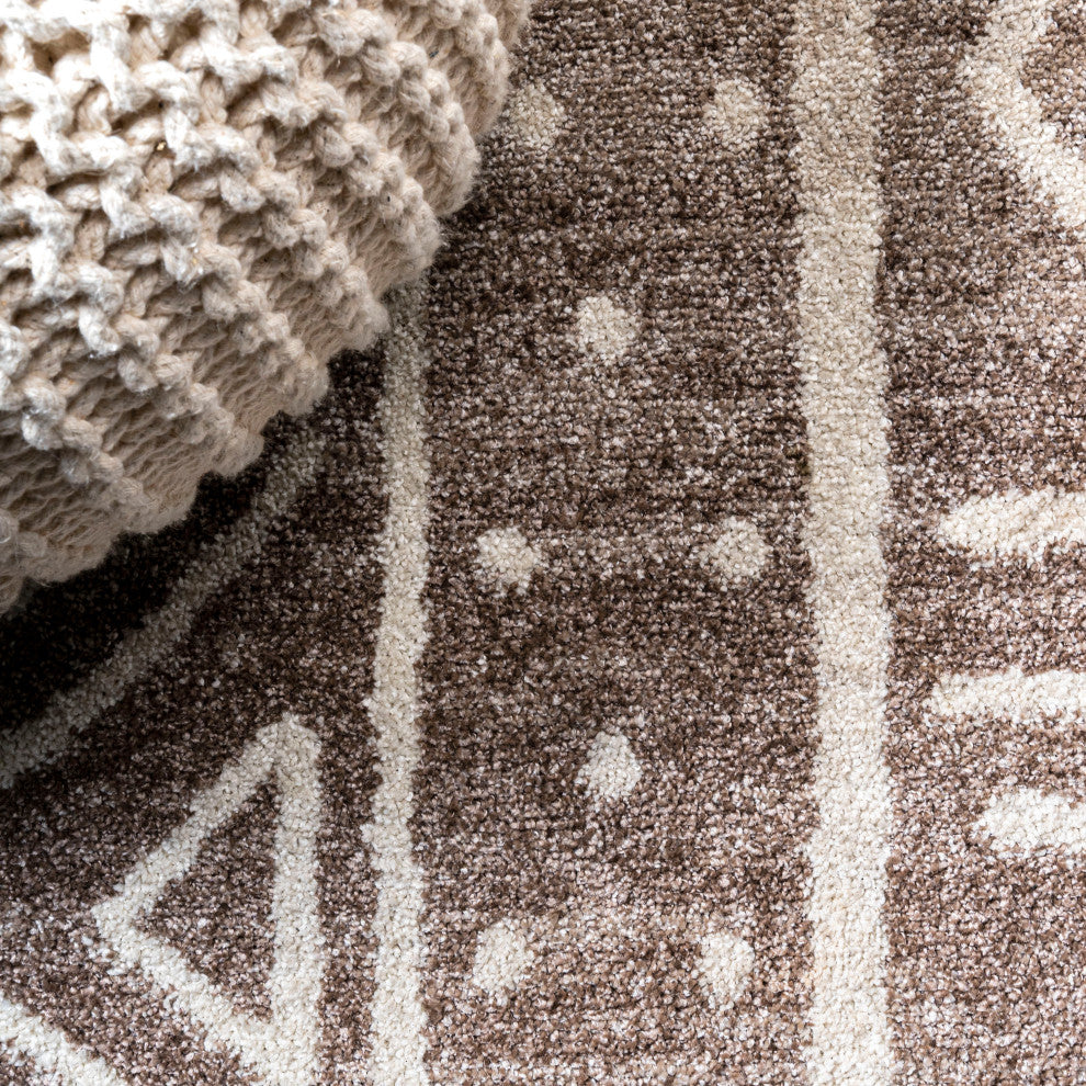 Amanar Tribal Geometric Brown/Ivory 2 ft. x 10 ft. Runner Rug