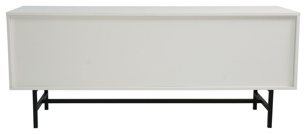 Rochester 2-Drawer 4-Shelf TV Stand Credenza with Iron Legs, White
