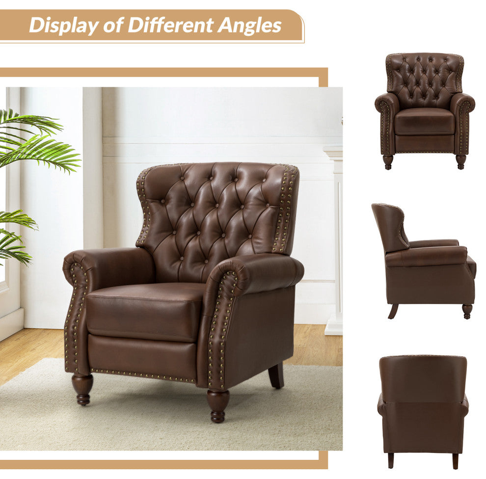 Genuine Leather Recliner, Set of 2, Brown