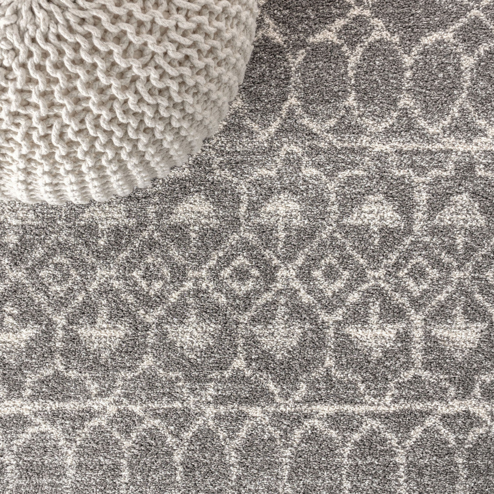 Izil Moroccan Beni Souk Area Rug, Gray/Cream, 2'x8'