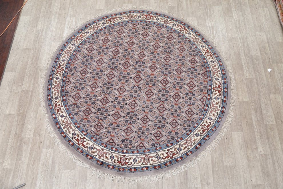 Bidjar Oriental Traditional Indian Hand-Knotted Area Rug, Gray, 8'1"x8'1