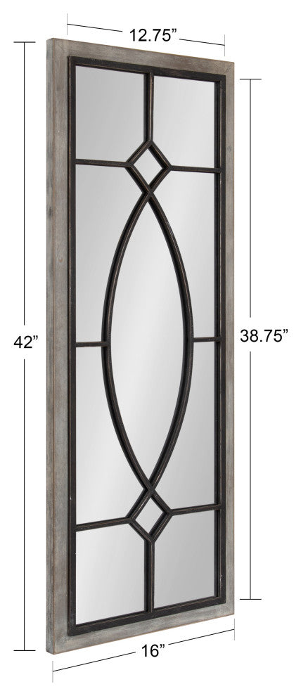 Bakersfield Wood Framed Mirror, Gray,16"x42"