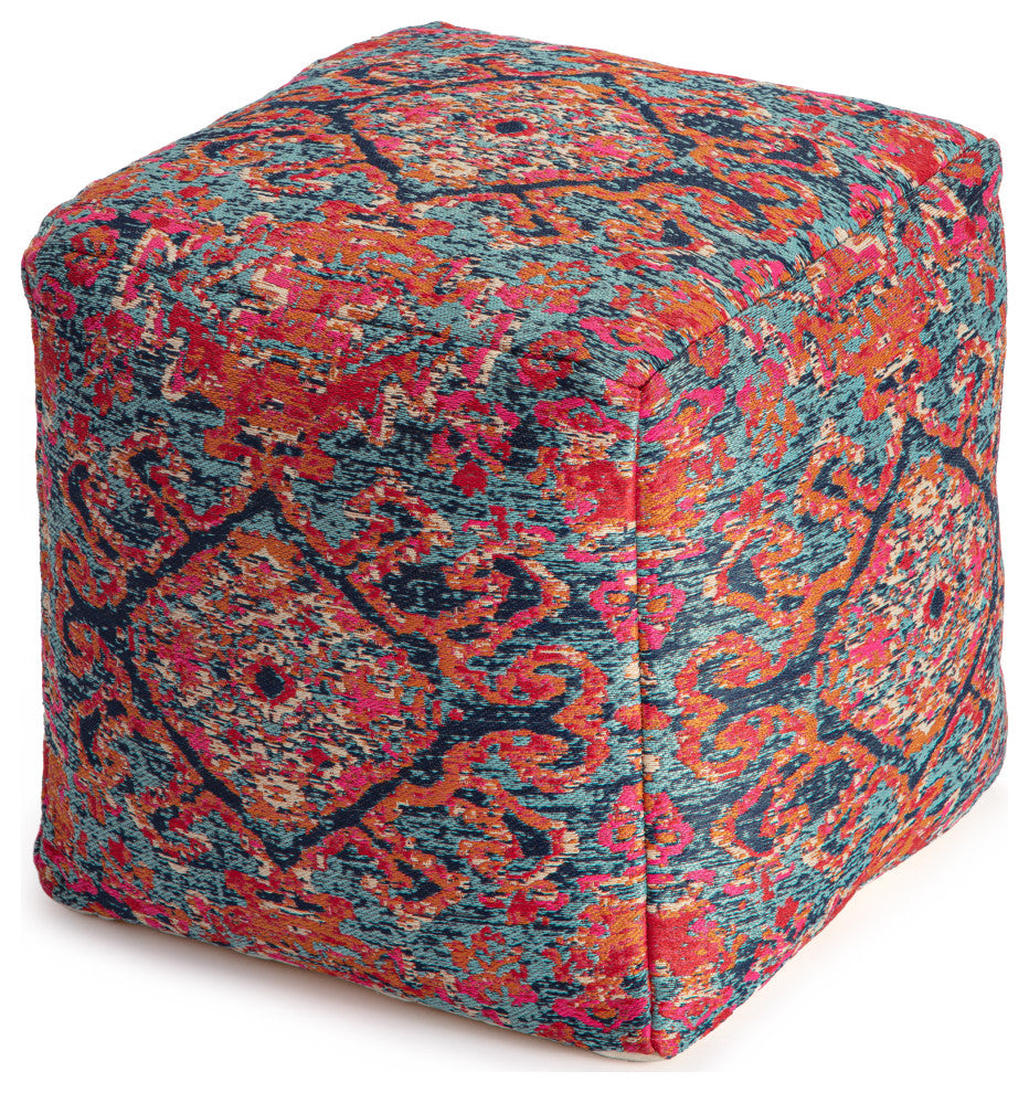 Tofino Red 20" x 20" x 20" Multicolor Pouf