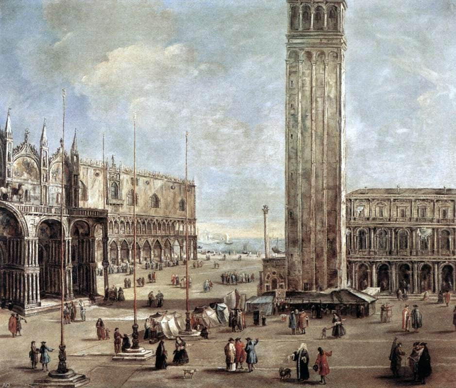 Antonio Stom A View of the Piazza San Marco Wrapped Canvas