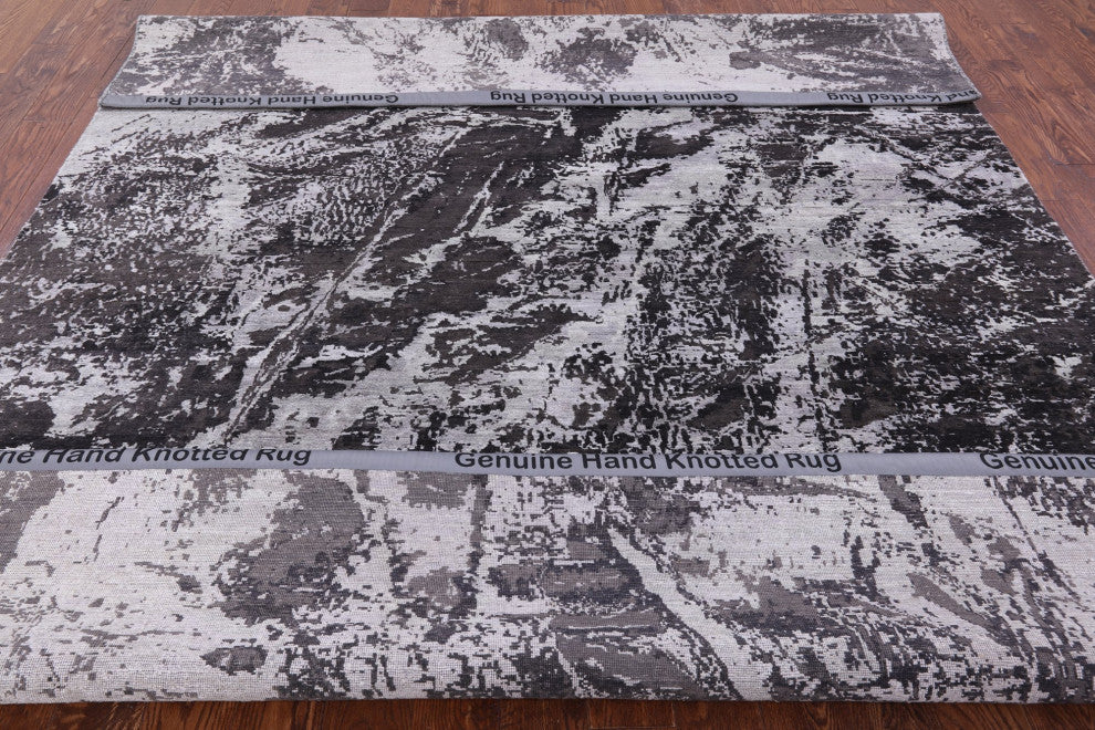 Handmade Abstract Wool and Silk Rug 7' 10" X 10' 1" Q9132