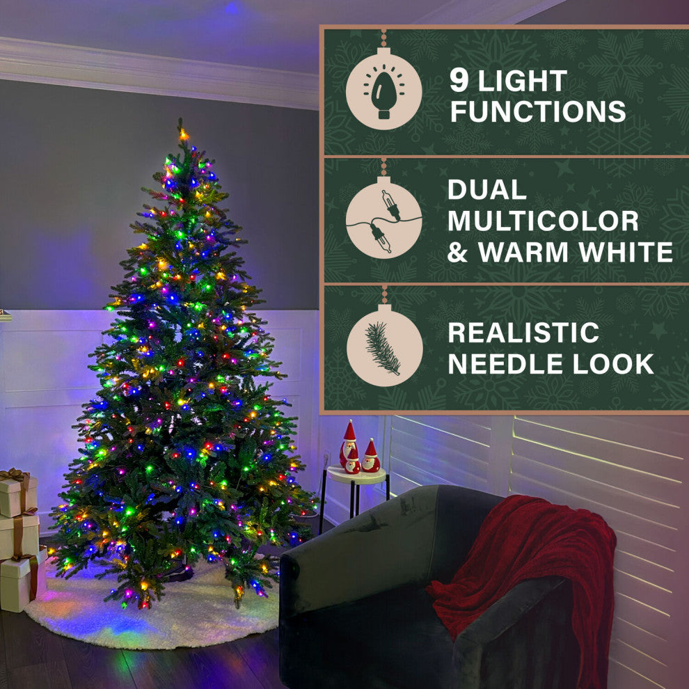 7.5-Ft. Oregon Pine Christmas Tree, Multi-Color LED String Lighting