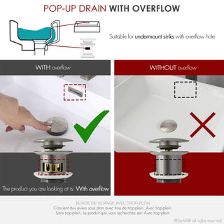 STYLISH Brushed Nickel Pop-Up Bathroom Sink with Overflow