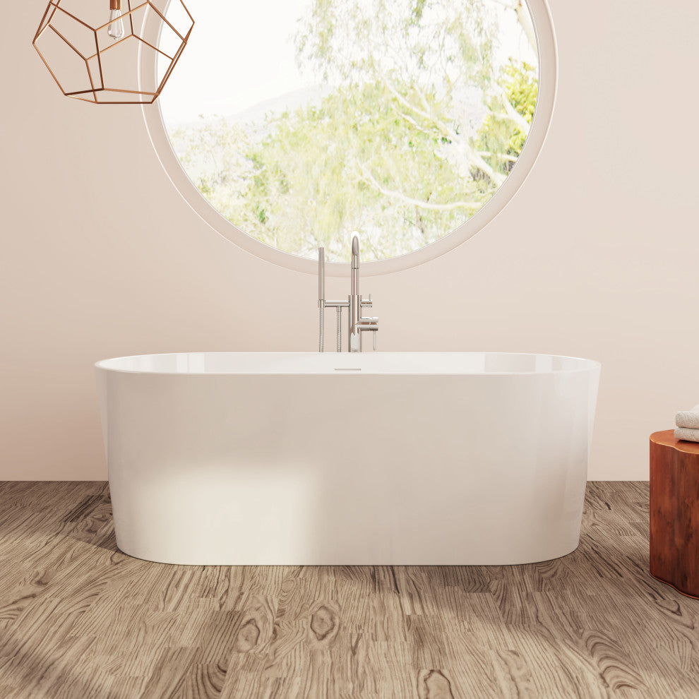 Perlato Andorra Freestanding Soaking Tub, White, 67"