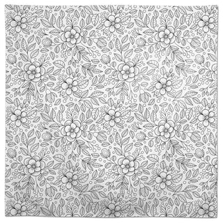 Doodle Flower Pattern Black 58x58 Tablecloth