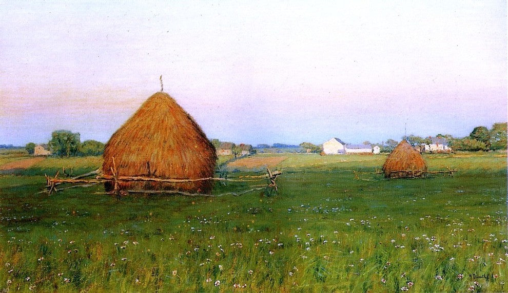 Henry Golden Dearth Landscape With Haystacks Premium Canvas Print