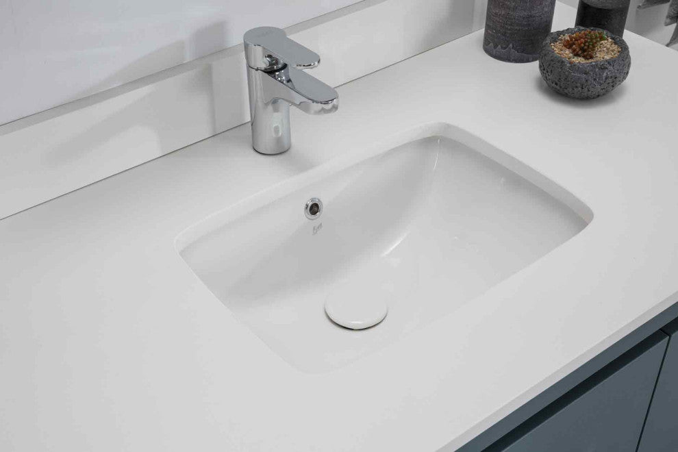 Mila Collection 48" Bathroom Vanity With Sink, Mirror, Countertop, Alasca Blue