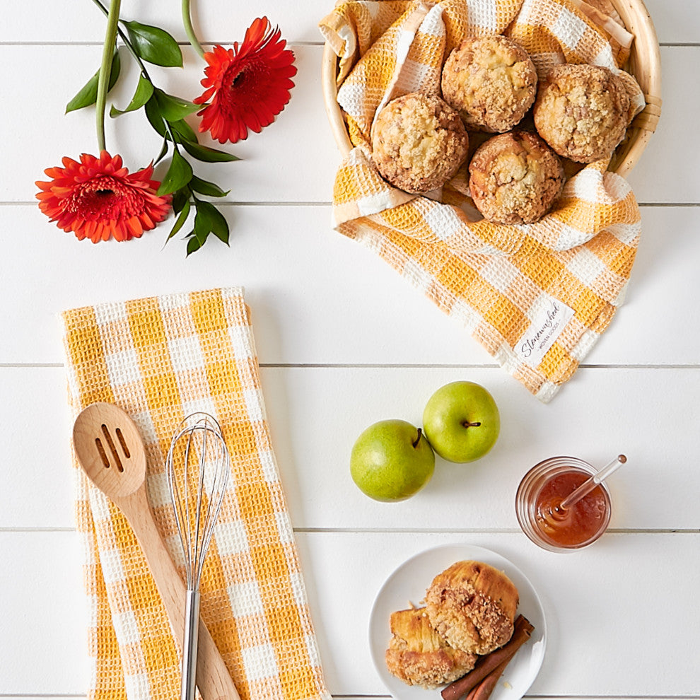 Butterscotch Checker Washed Waffle Dishtowel (Set of 2)