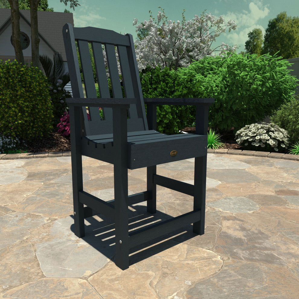 Springville Counter Dining Arm Chair, Weathered Acorn, Federal Blue