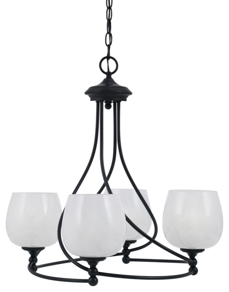 Capri 4-Light Chandelier, Matte Black/White Marble