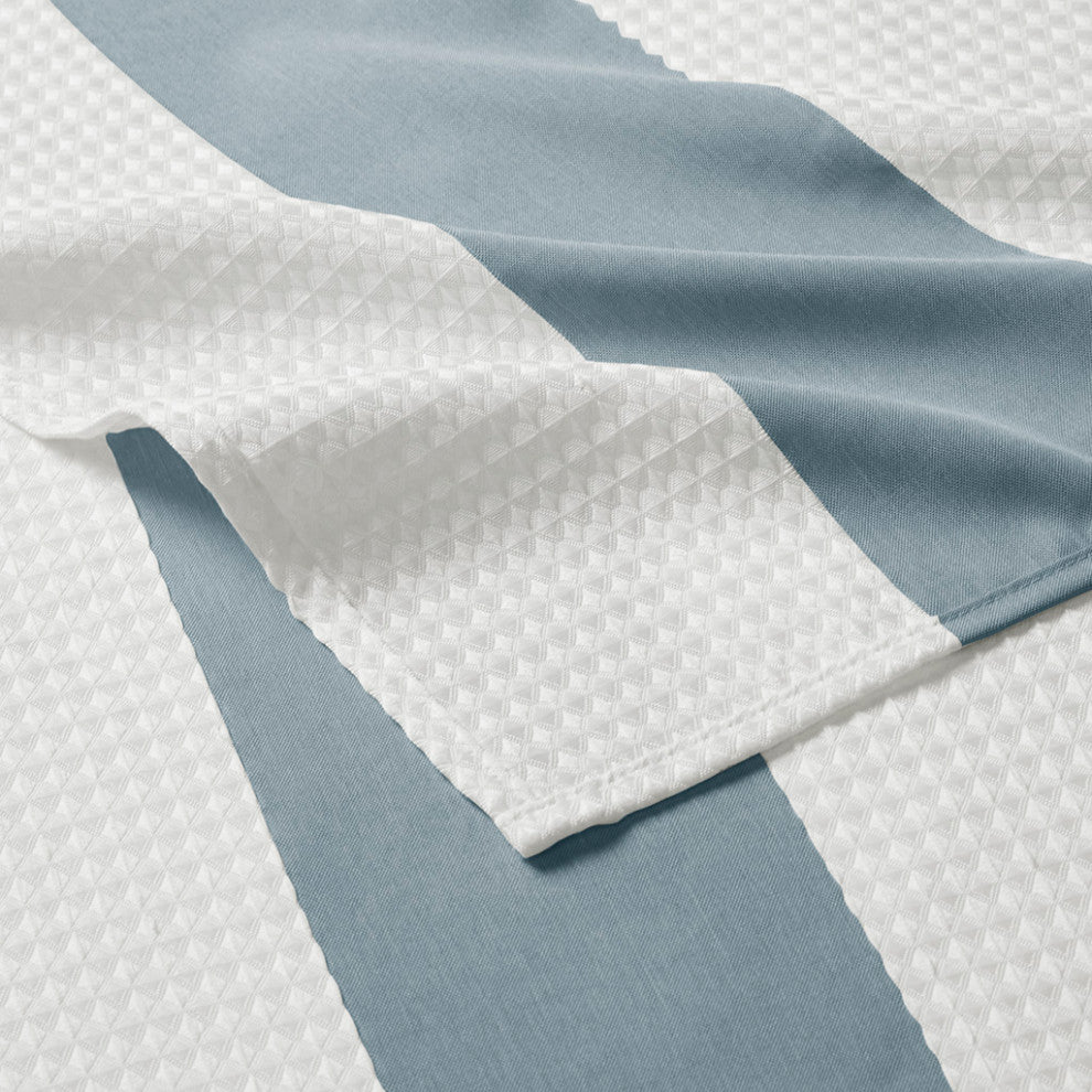 Madison Park Spa Waffle Shower Curtain With 3M Treatment, Blue