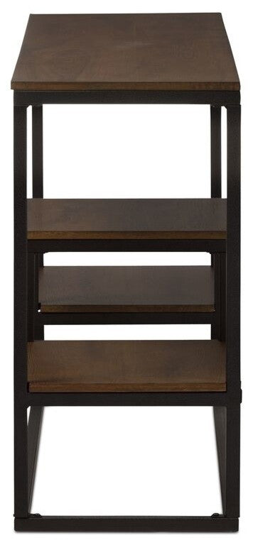 Doreen Rustic Textured Finished Metal Distressed Wood Console Table