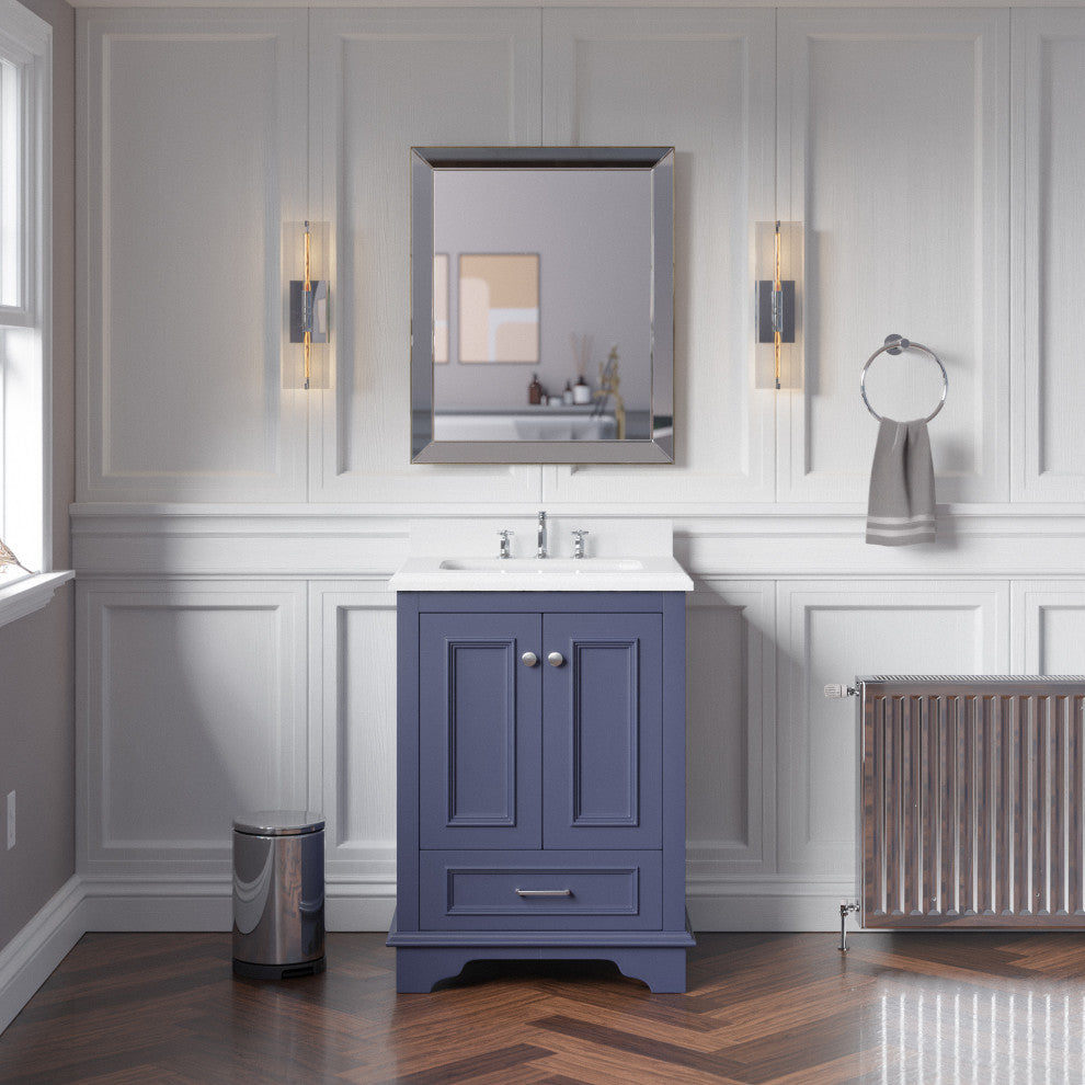 Nantucket 24" Bathroom Vanity, Marine Gray, Quartz