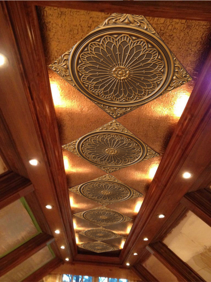 Antique Gold 3D Ceiling Panels, 2'x2', 200 Sq Ft, Pack of 50