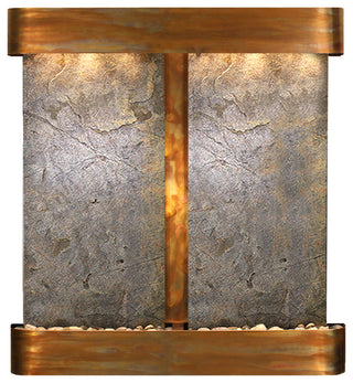 Aspen Falls Water Fountain, Green Featherstone, Rustic Copper, Round