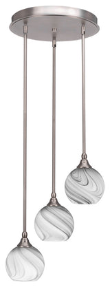Empire 3-Light Cluster Pendalier, Brushed Nickel/Onyx Swirl