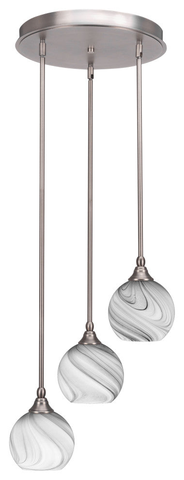 Empire 3-Light Cluster Pendalier, Brushed Nickel/Onyx Swirl