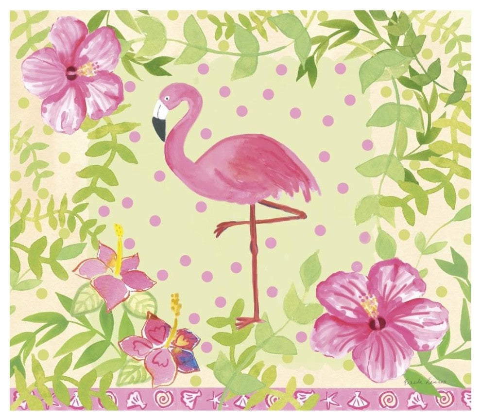 "Flamingo Dance I" Digital Paper Print by Farida Zaman, 18"x16"