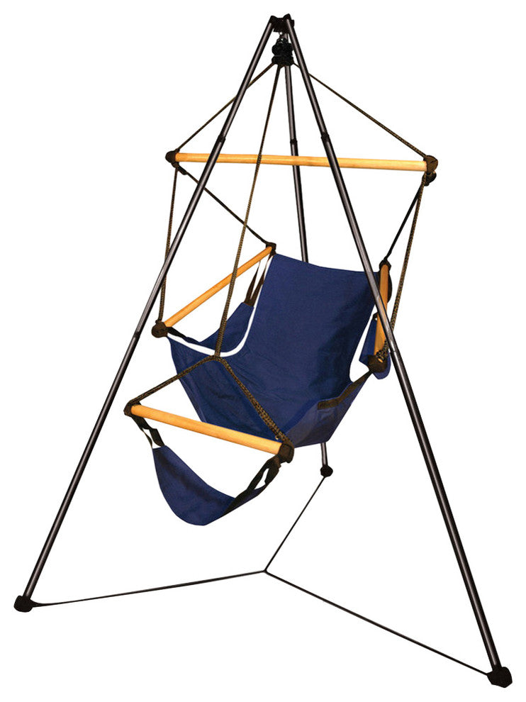 Hammaka Tripod Stand with Hanging Cradle Chair Combo, Midnight Blu