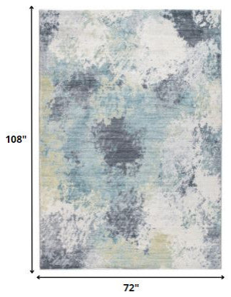 6"x9" Blue Yellow Abstract Sky Area Rug