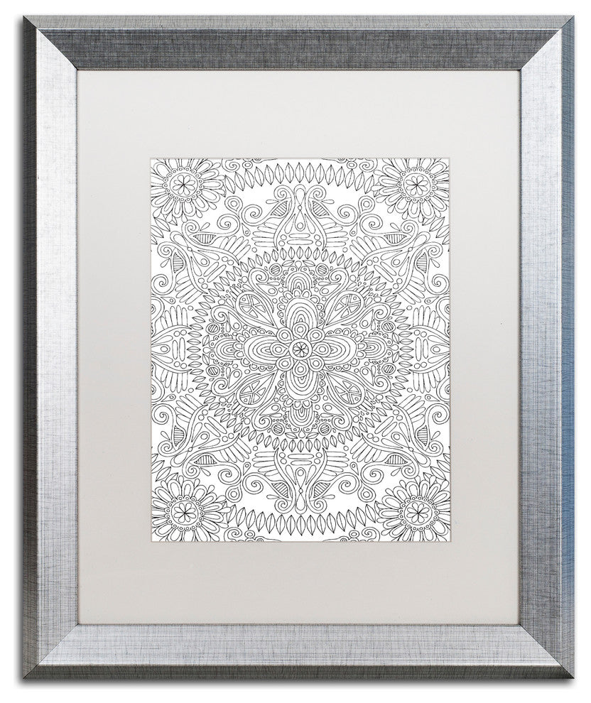 Hello Angel ''Mandala One'' Art, Silver Frame, White Mat, 20x16