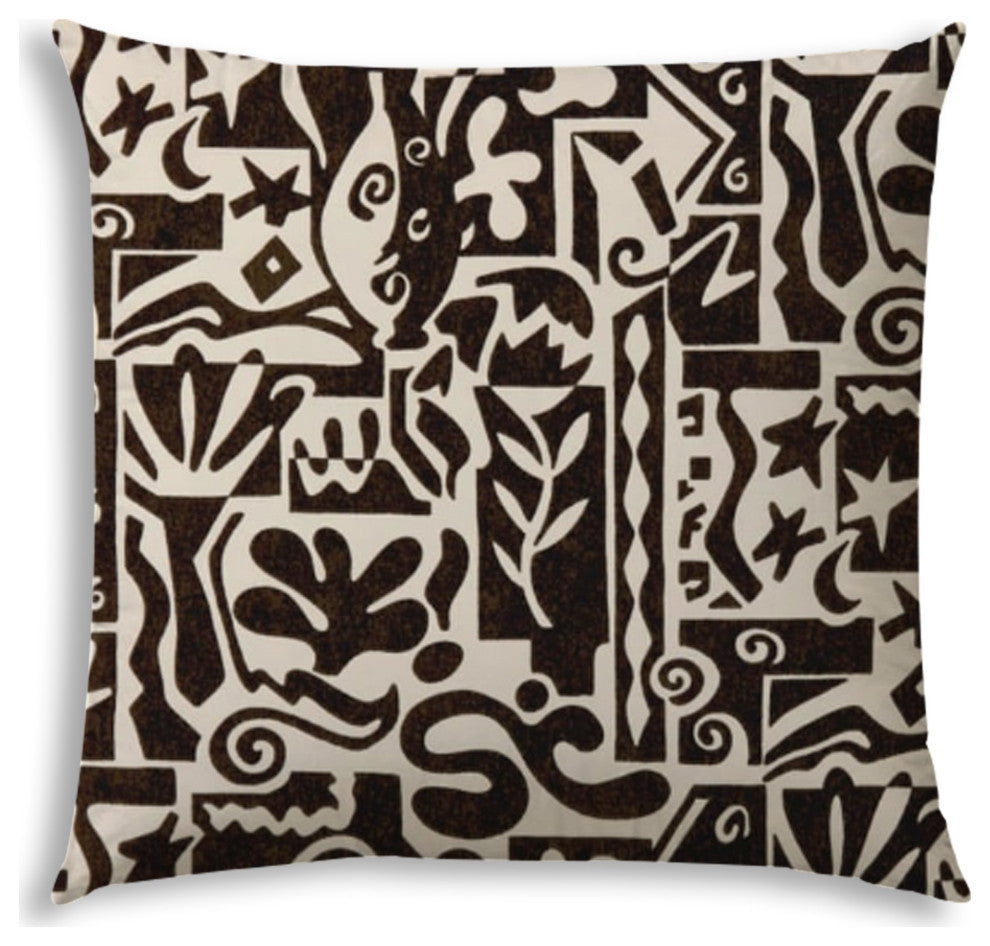 Black Modern Indoor Outdoor Zippered Pillow Cover