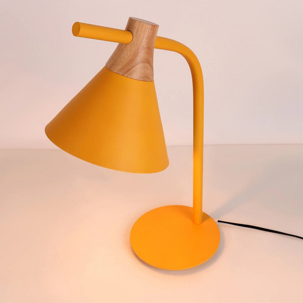 Modern simple iron wood desk lamp for study, bedroom, parlor, bookstore, hotel, Y