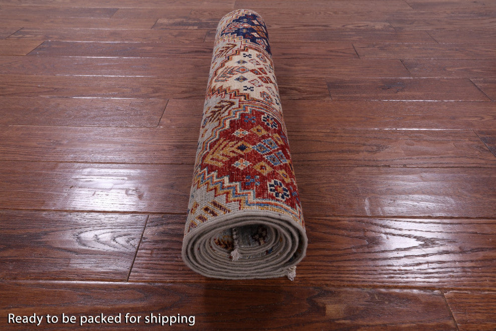 2' 5" X 6' 10" Runner Super Kazak Khorjin Hand Knotted Wool Rug Q10837
